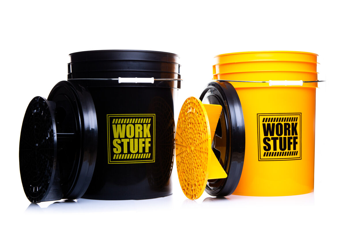 Spainis automašīnas mazgāšanai (melns) + gružu siets (dzeltens) Work Stuff Bucket Black Rinse + Separator Yellow